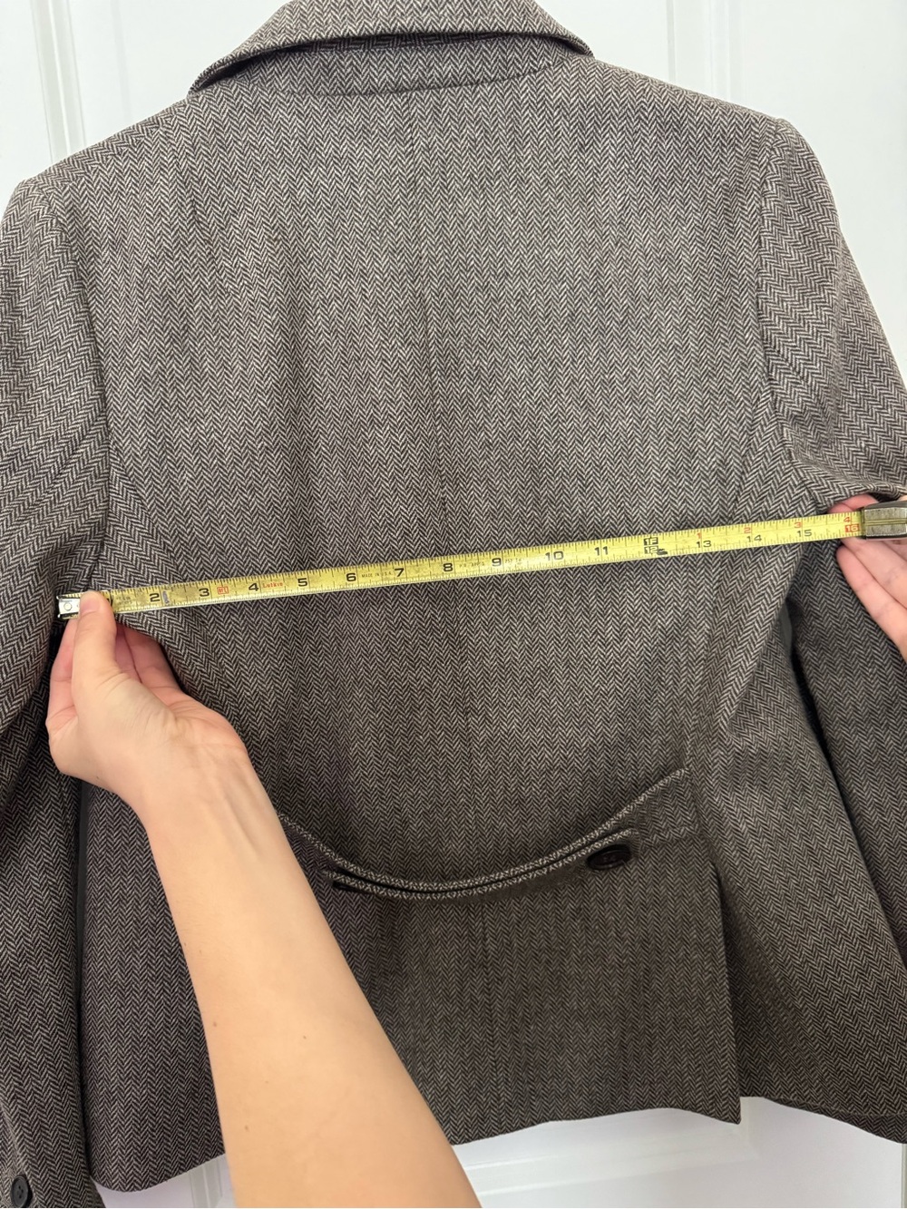 Banana Republic Women's Brown Wool Blend Herringbone Blazer - Picture 10 of 11